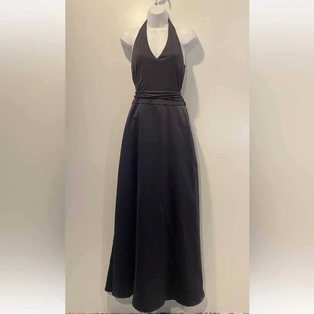 Jim Hjelm Occasions Gray Silky Satin Formal Gown Dress Womens Size‎ 10